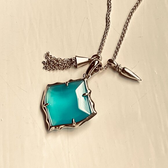 NWT Kendra Skott  slider pendant necklace London blue illusion - Picture 3 of 11
